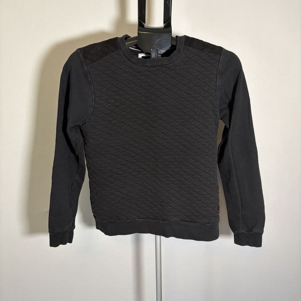 Boys XL Sean John Y2K Quilted Black Sweater Sweatshirt Goth Emo Rap Elbow Patch
